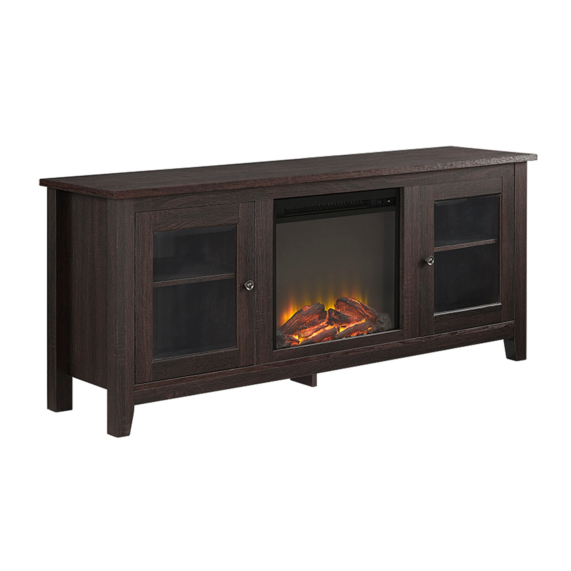 W58FP4DWES 58 Inch Transitional Dark Brown Fireplace TV Stand-2