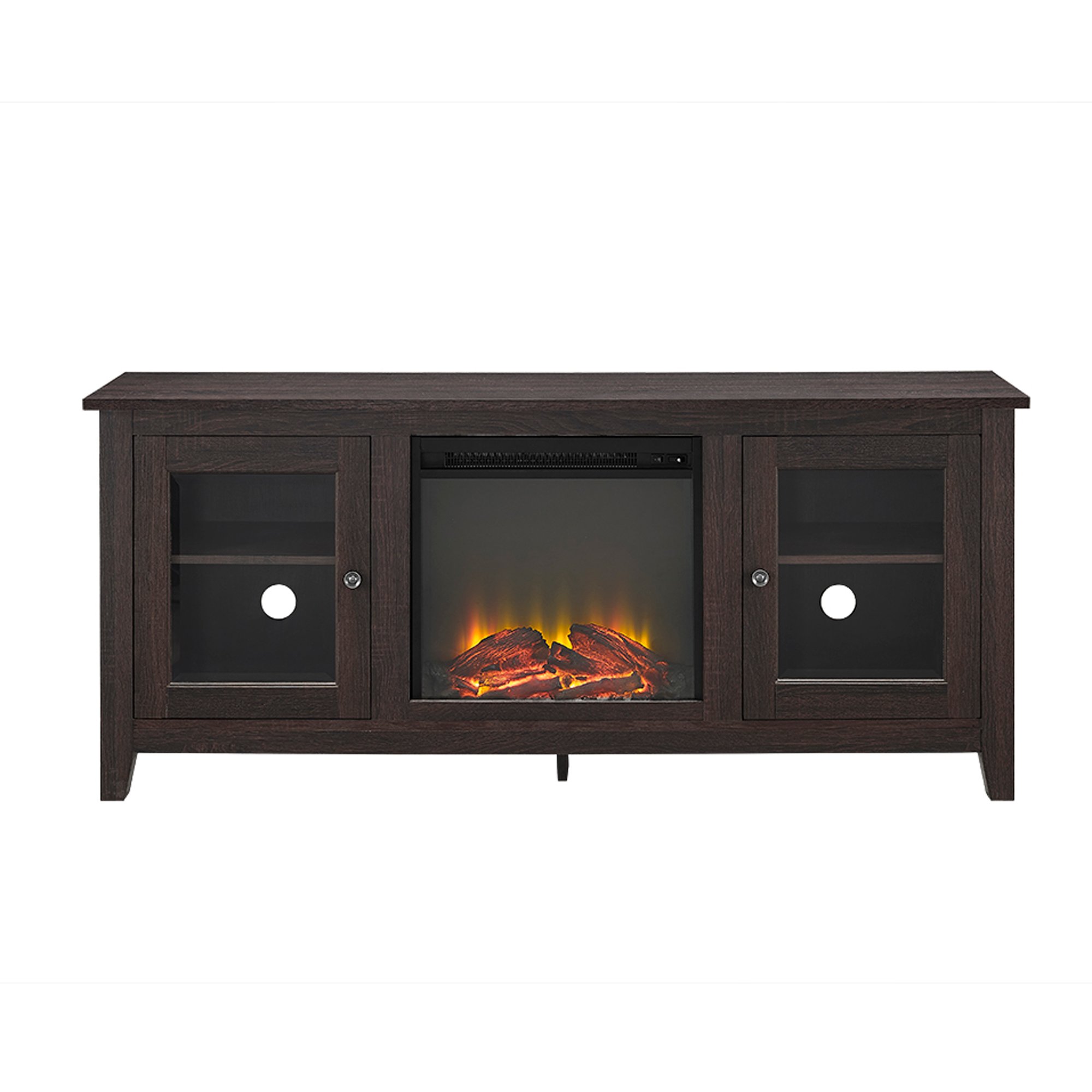 W58FP4DWES 58 Inch Transitional Dark Brown Fireplace TV Stand-3