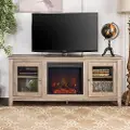 W58FP4DWGW Transitional Gray Wash 58 Inch Fireplace TV Stand