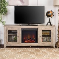 Transitional Gray Wash 58 Inch Fireplace TV Stand