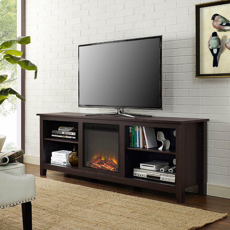 Wood Espresso Brown 70 Inch Fireplace Tv Stand Rc Willey