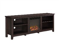 Wood Espresso Brown 70 Inch Fireplace TV Stand-2