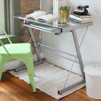 Glass and Metal Small Office Desk-3