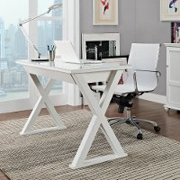 White 48 Inch Metal and Glass Desk