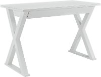 White 48 Inch Metal and Glass Desk-2