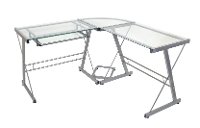Silver L Shaped Corner Glass Desk-2