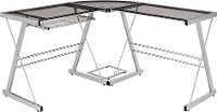 Smoke L Shaped Corner Glass Desk-2