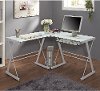 White L Shaped Corner Glass Desk