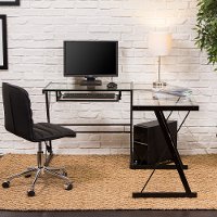 Black L Shaped Corner Glass Desk-3