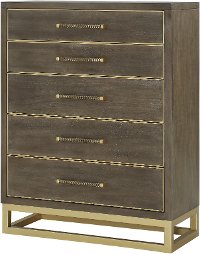 Modern Walnut and Brass Chest of Drawers - Tango
