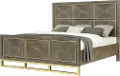 Modern Walnut and Brass Queen Bed - Tango