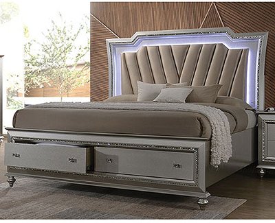Champagne Platinum Queen Storage Bed - Kaitlyn