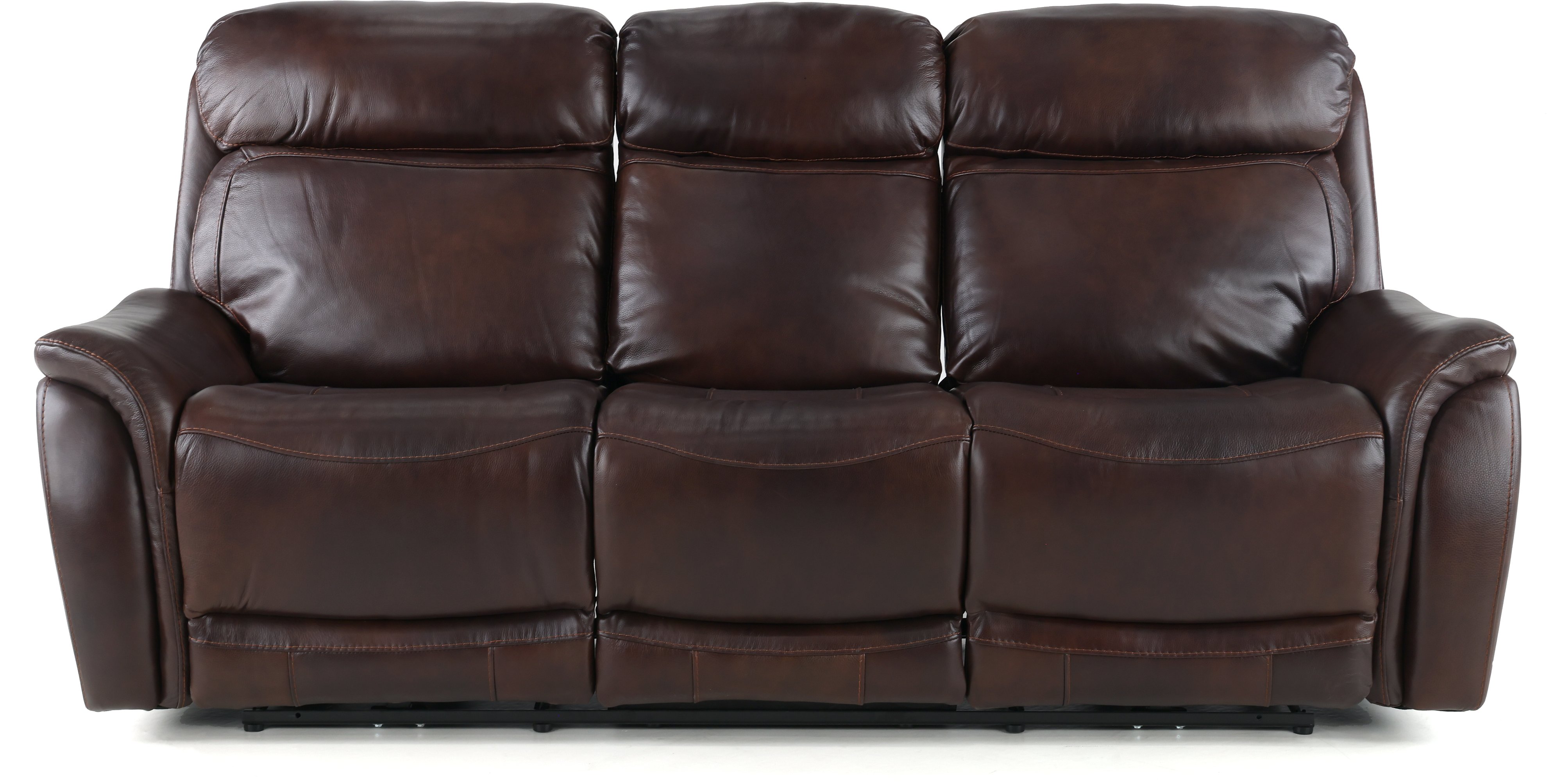 Brown Leather-Match Dual Power Reclining Sofa - Happy Happy-1