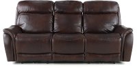 Brown Leather-Match Dual Power Reclining Sofa - Happy Happy