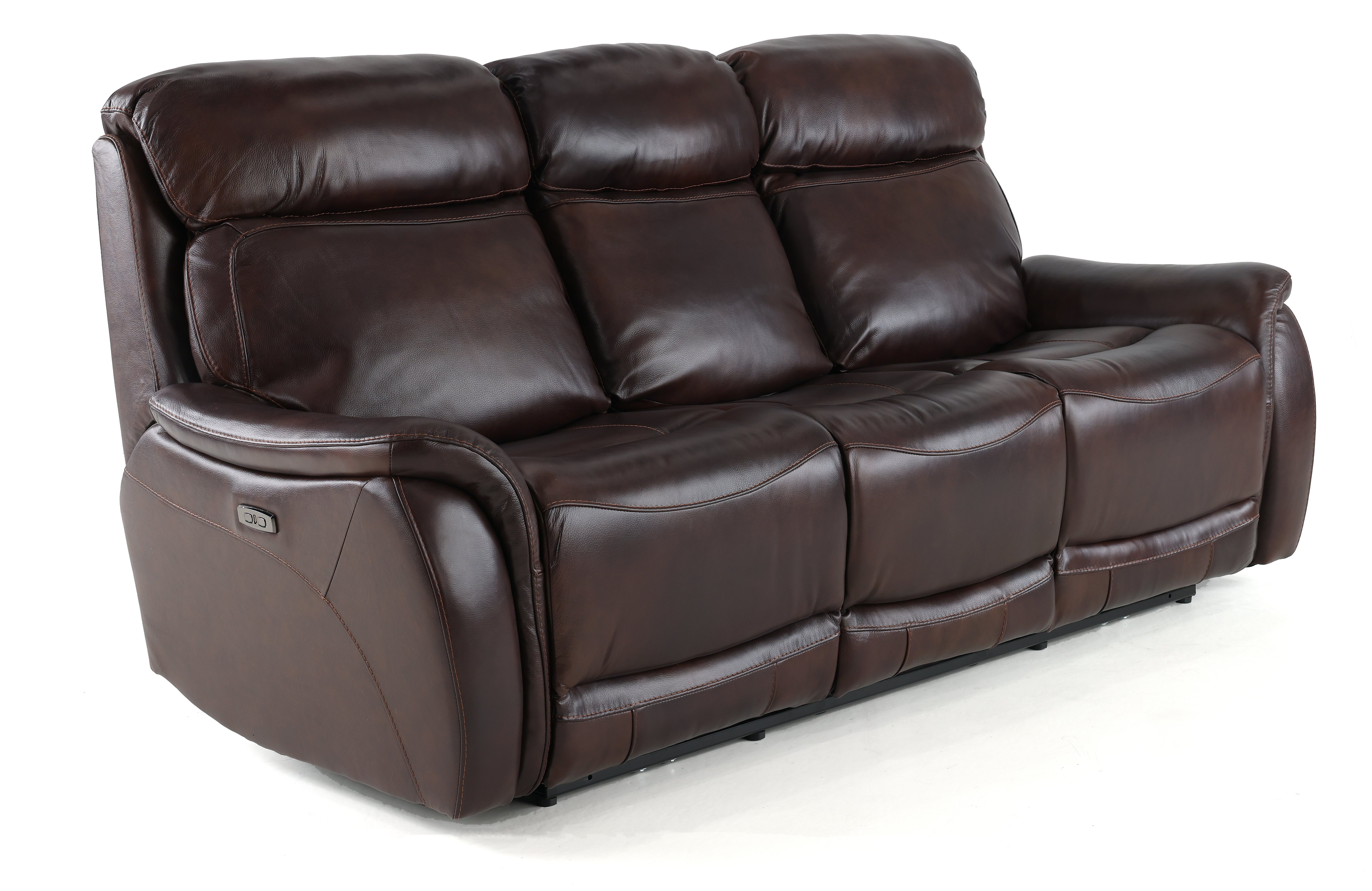 Brown Leather-Match Dual Power Reclining Sofa - Happy Happy-2