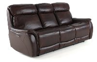 Brown Leather-Match Dual Power Reclining Sofa - Happy Happy-2