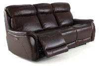 Brown Leather-Match Dual Power Reclining Sofa - Happy Happy-3
