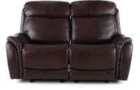 Brown Leather-Match Power Glider Reclining Loveseat - Happy Happy