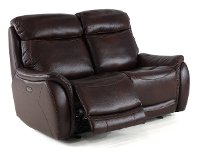 Brown Leather-Match Power Glider Reclining Loveseat - Happy Happy-2