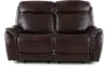 Happy-Happy Brown Leather-Match Power Glider Reclining Loveseat
