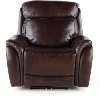 Transitional Brown Leather-Match Power Recliner - Happy Happy