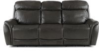 Gray Leather-Match Dual Power Reclining Sofa - Happy Happy