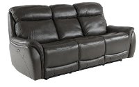Gray Leather-Match Dual Power Reclining Sofa - Happy Happy-2
