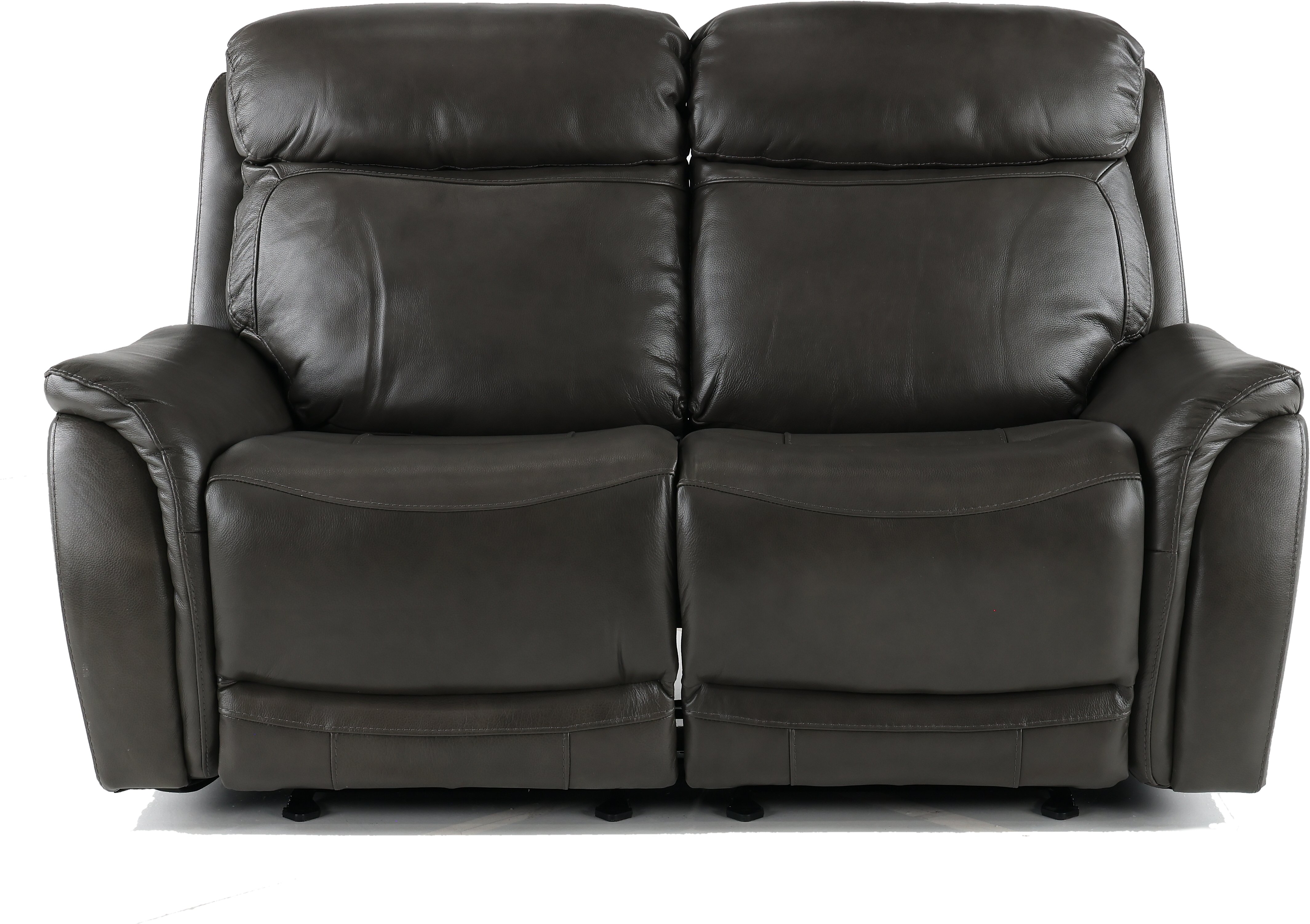 Gray Leather-Match Power Glider Reclining Loveseat - Happy Happy-1