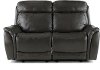 Gray Leather-Match Power Glider Reclining Loveseat - Happy Happy
