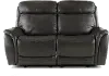 Happy-Happy Gray Leather-Match Power Glider Reclining Loveseat
