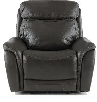 Transitional Gray Leather-Match Power Recliner - Happy Happy