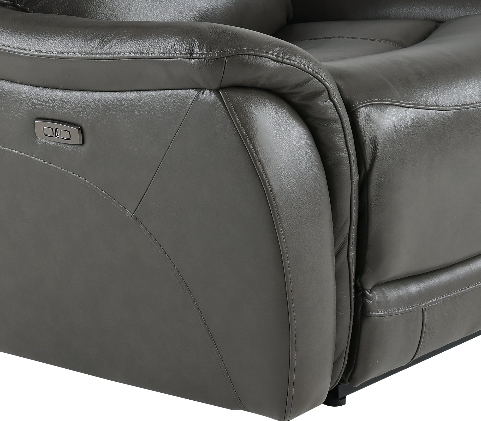 Transitional Gray Leather-Match Power Recliner - Happy Happy-2