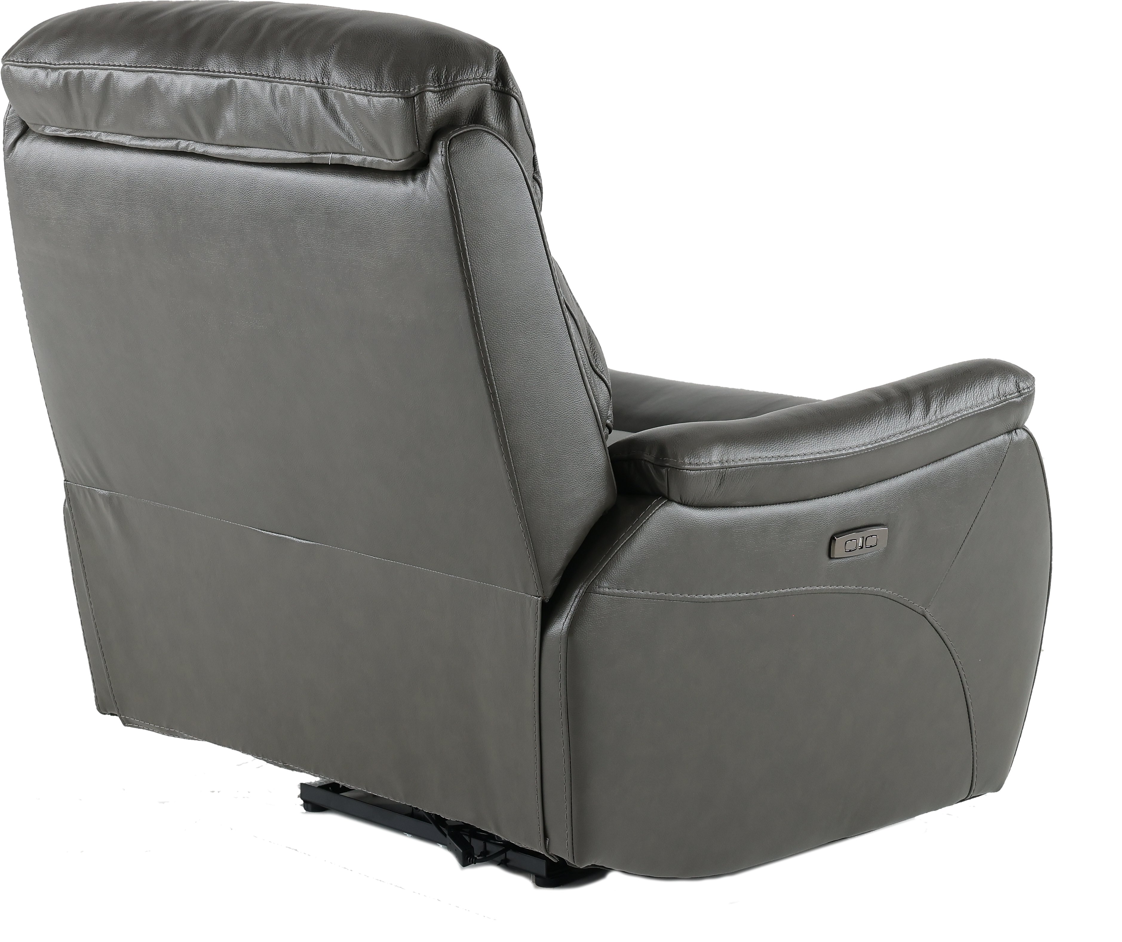 Transitional Gray Leather-Match Power Recliner - Happy Happy-3
