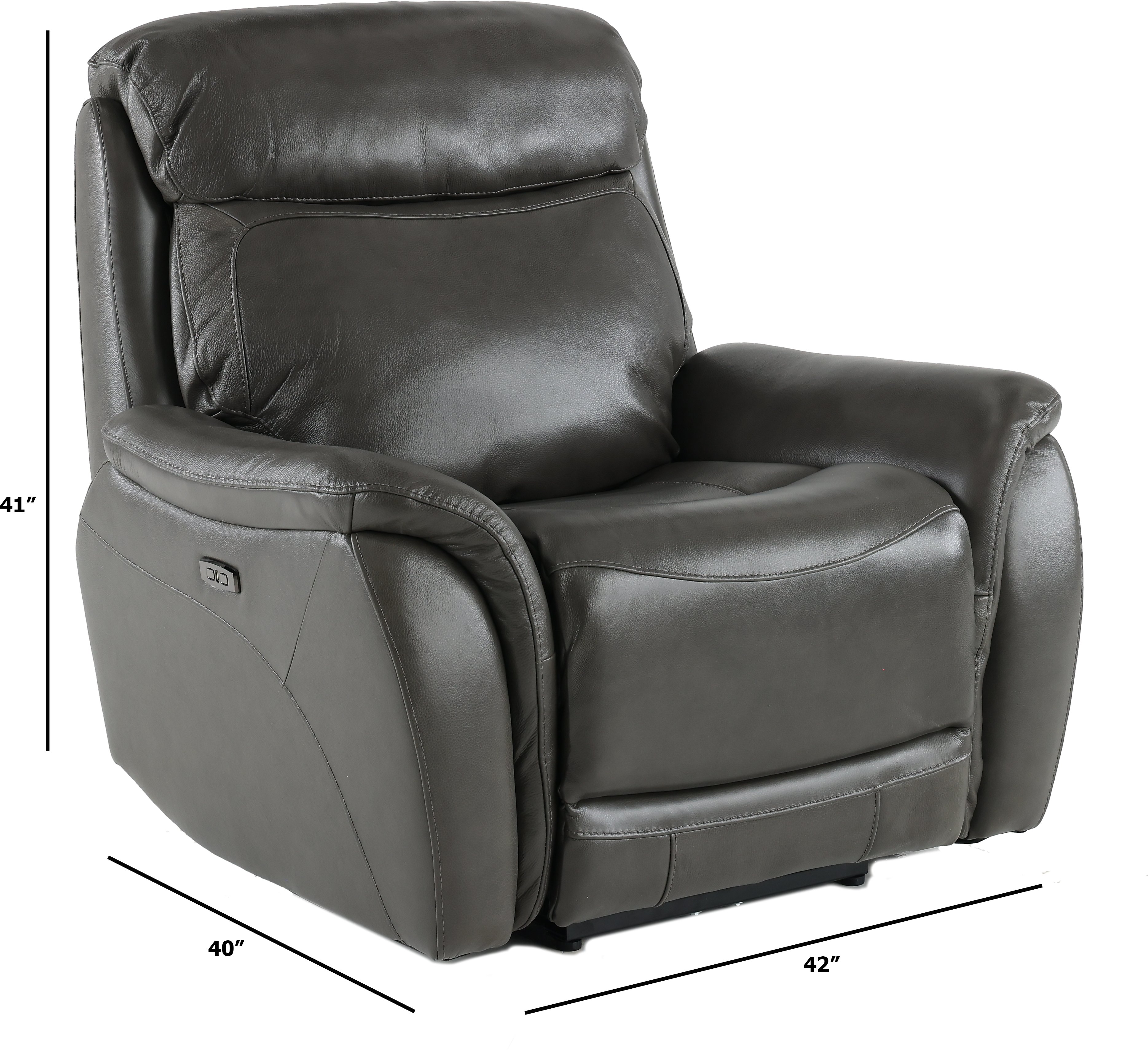 Transitional Gray Leather-Match Power Recliner - Happy Happy-4