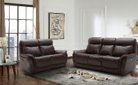 Brown Leather-Match Power Reclining Living Room Set - Happy Happy-7