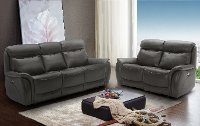 Gray Leather-Match Power Reclining Living Room Set - Happy Happy-7
