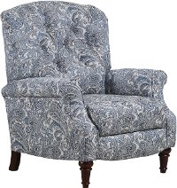 Indigo Blue Push Back High Leg Recliner - Zulu