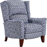 Sapphire Blue High Leg Push Back Recliner - Gillian