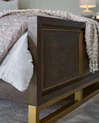 Modern Walnut and Brass 4 Piece Queen Bedroom Set - Tango-3