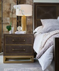 Modern Walnut and Brass 4 Piece Queen Bedroom Set - Tango-4