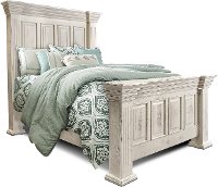 Rustic White Queen Bed - Marquis