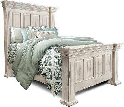Rustic White Queen Bed - Marquis