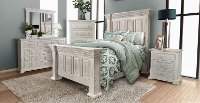 Rustic White 4 Piece Queen Bedroom Set - Marquis