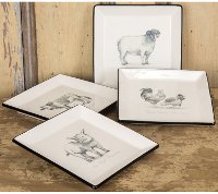 Assorted Square Dolomite Plate With Farm Animal Decal