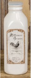 Dolomite Milk Bottle with Rooster Decal