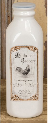 Dolomite Milk Bottle with Rooster Decal