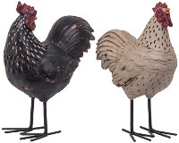 Assorted Polystone Rooster or Hen with Wire Legs