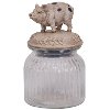 Clearance Glass Jar with Polystone Pig on Lid
