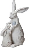 Resin Long Ear Bunny Holding Egg with Baby Bunny Sculpture