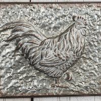 Metal Embossed Rooster Framed Wall Art